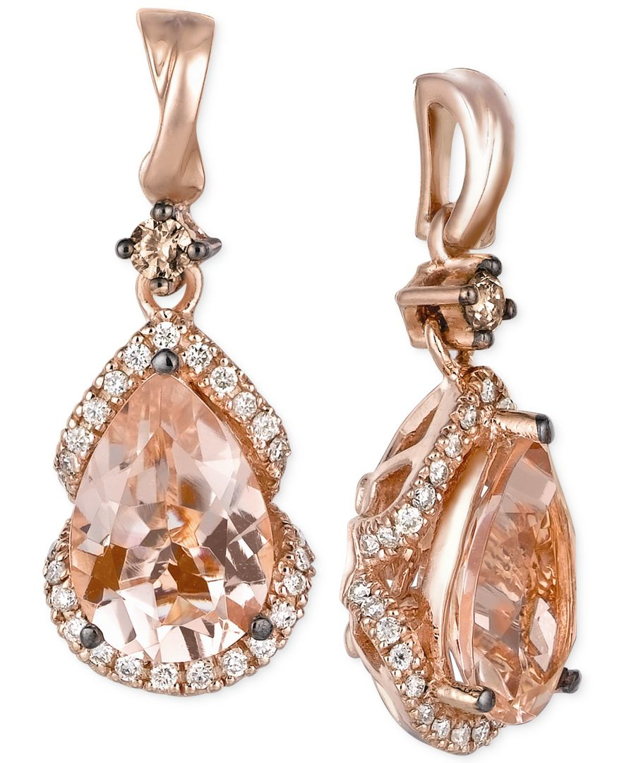 Le vian Peach (23/8 Ct. T.w.) And Diamond (1/3 Ct. T.w.) Drop Earrings In 14k Rose